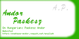 andor paskesz business card